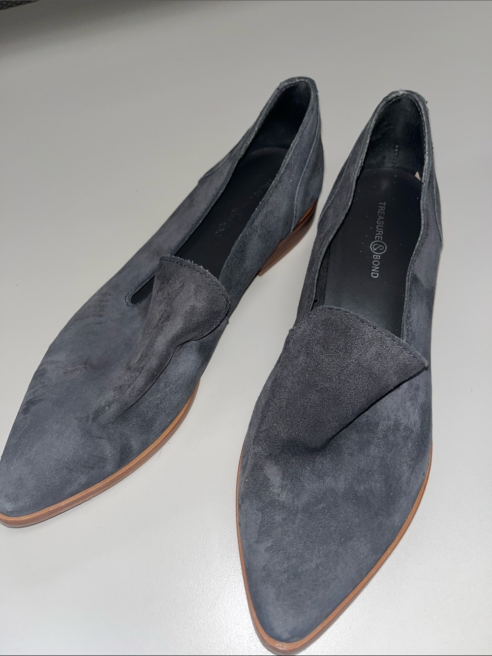 Treasure & Bond Charcoal Blue Suede Pointed Toe Slip-Ons size 7